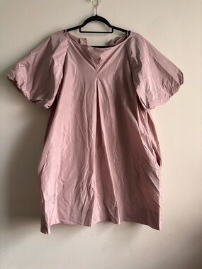 Pink Short Puff-Sleeve Women's Dress